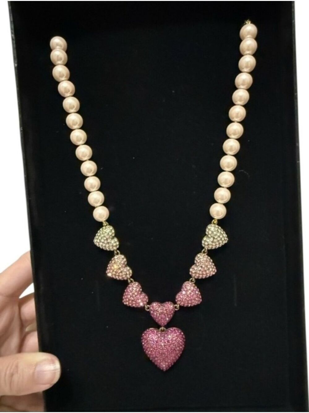 Heidi Daus Cotillion Heart Crystal Station Drop Necklace - Picture 7 of 11